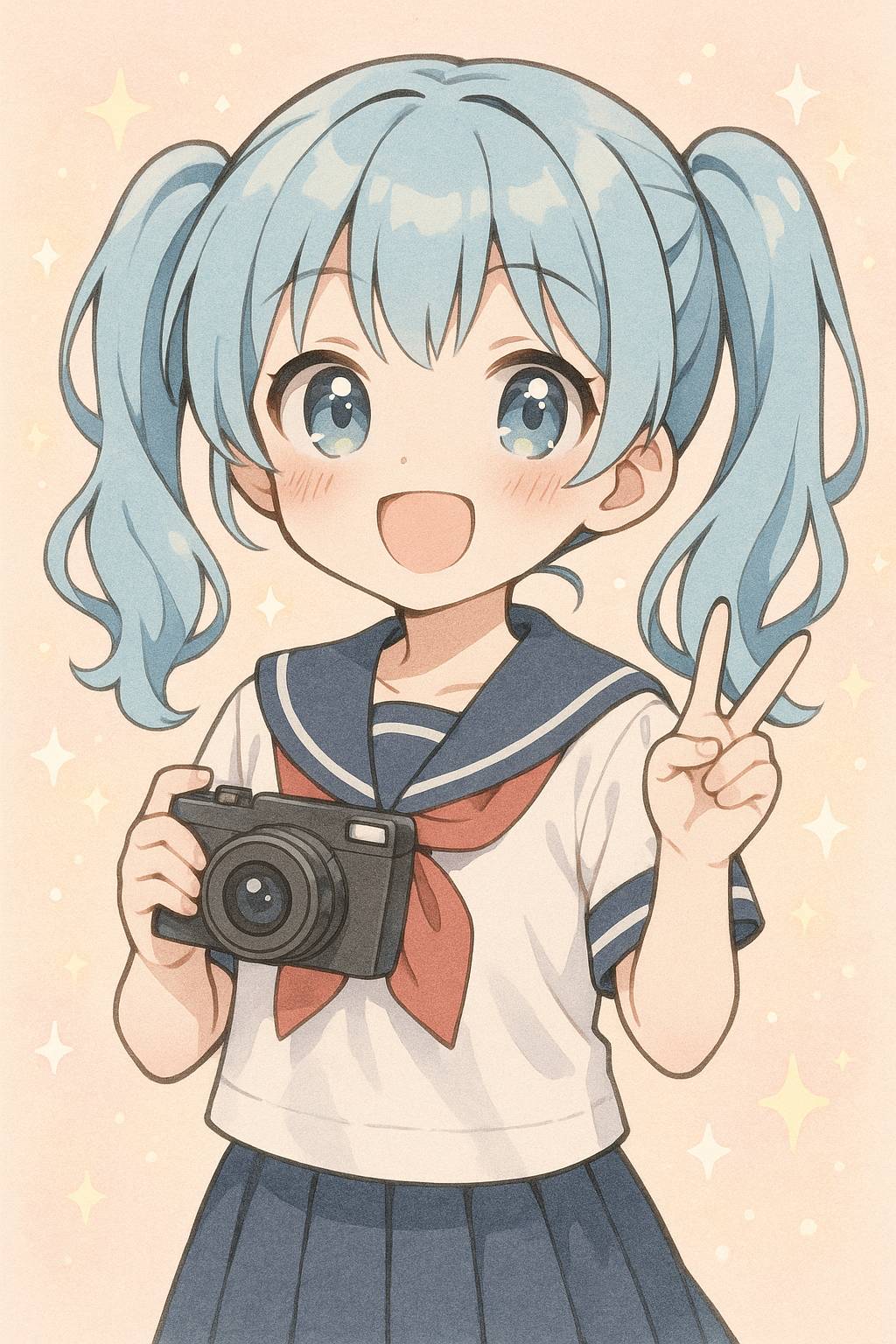 抖荫短视频动漫美图-水手服少女